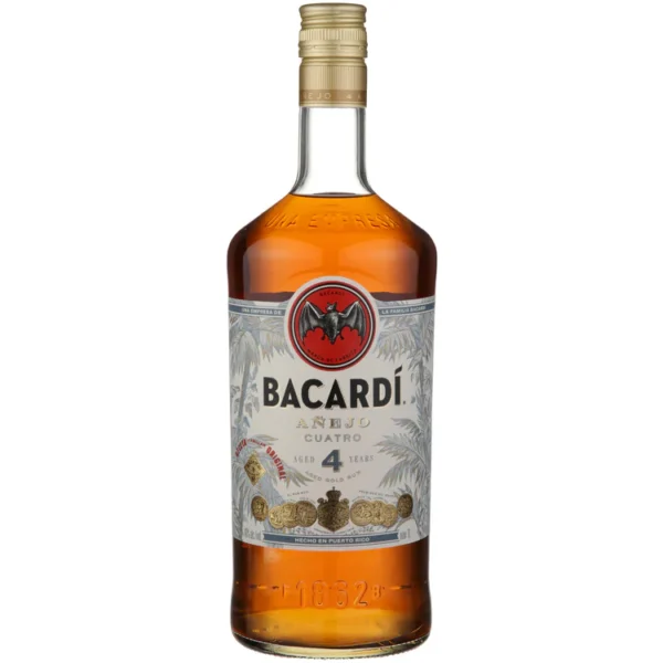 Bacardi Aged Rum Anejo Cuatro 4 Year 80 1 L